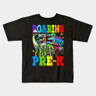 Roaring Into Pre-K Monster Truck Dinosaur T Rex Kids T-Shirt